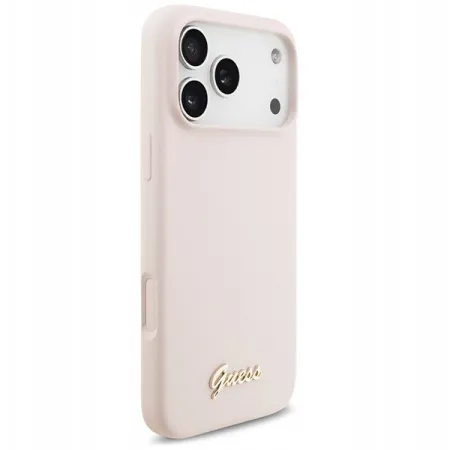 Guess для iPhone 17 Pro Max чехол Liquid silicone Gold metal logo & Camera Hard Pink (MagSafe)