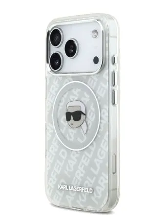 Lagerfeld для iPhone 17 Pro Max чехол IML Karl Head on logo Metal Cam Hard Grey (MagSafe)