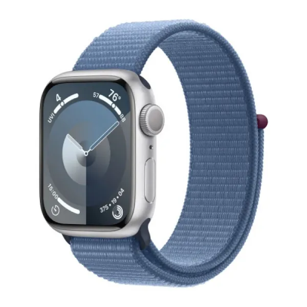 Apple Watch Series 9 41mm Silver Aluminum Case Winter Blue Sport Loop