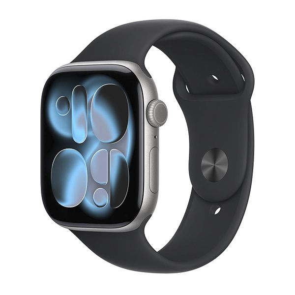 Apple Watch Series 11 42mm Aluminum Space Gray Case Black Sport Band S/M