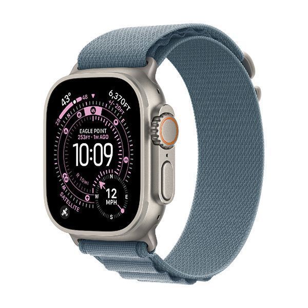 Apple Watch Series Ultra 3 49mm Natural Titanium Case with Light Blue Alpine Loop S